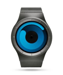 ZIIIRO Mercury (Gunmetal & Ocean Blue) Stainless Steel Watch - front view