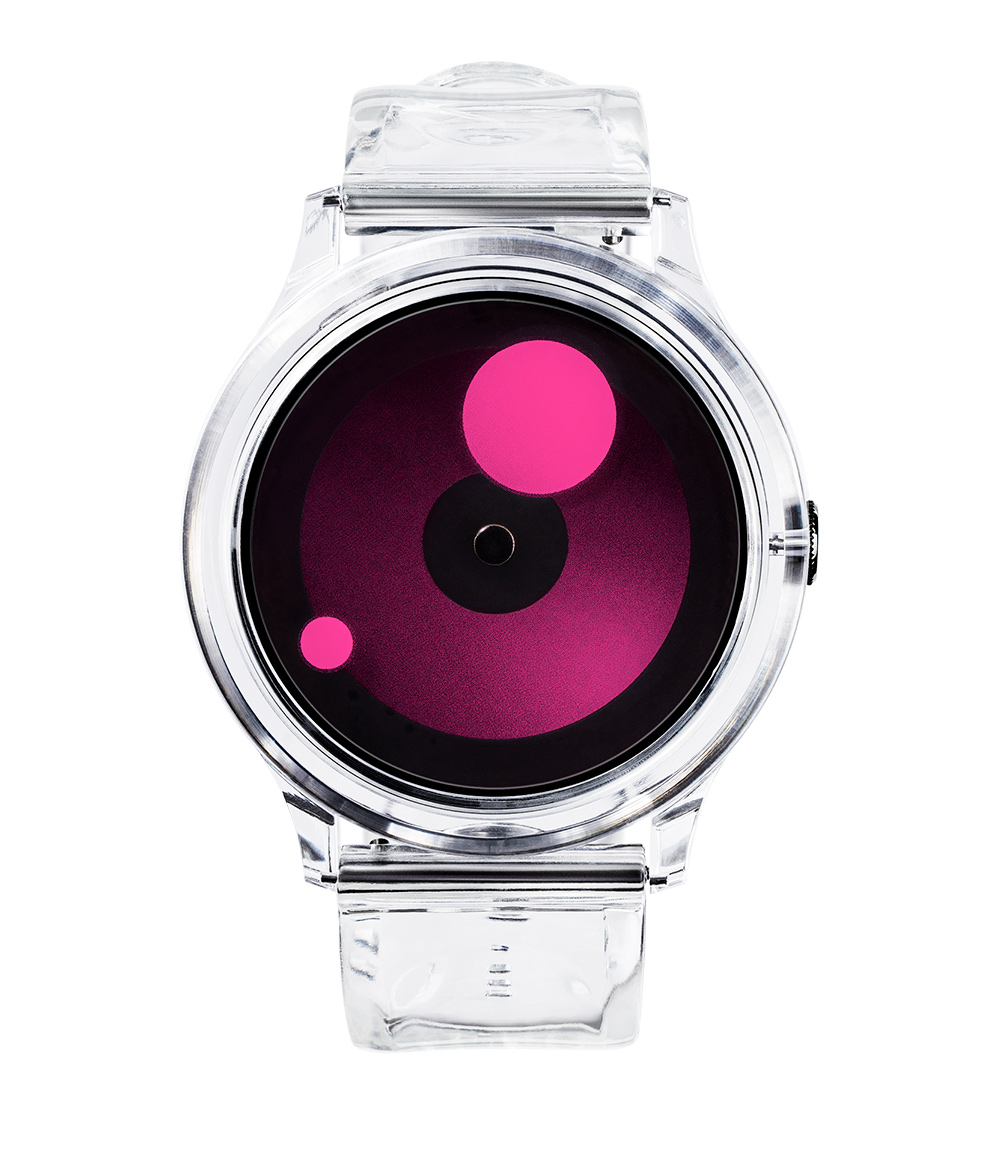 Magenta Pink Wrist Watch with Silver Case by Azaza - SA6597 - Polkadot  Stripes